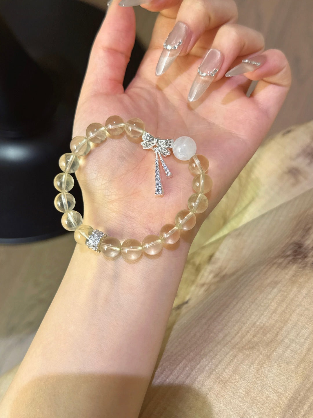 ▫️▪️ Citrine white ghost bow bracelet